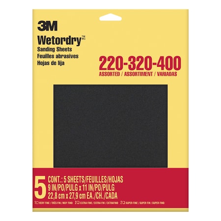 3M Wetordry Sandpaper 9088NA, 9"x11", As, PK50 9088NA